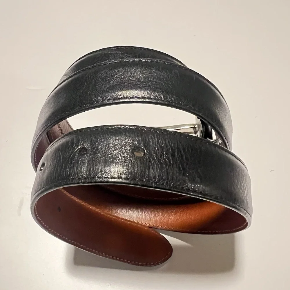 J. Hilburn Genuine Italian Calfskin Dress Belt Mens 36 Black Made in USA Classic